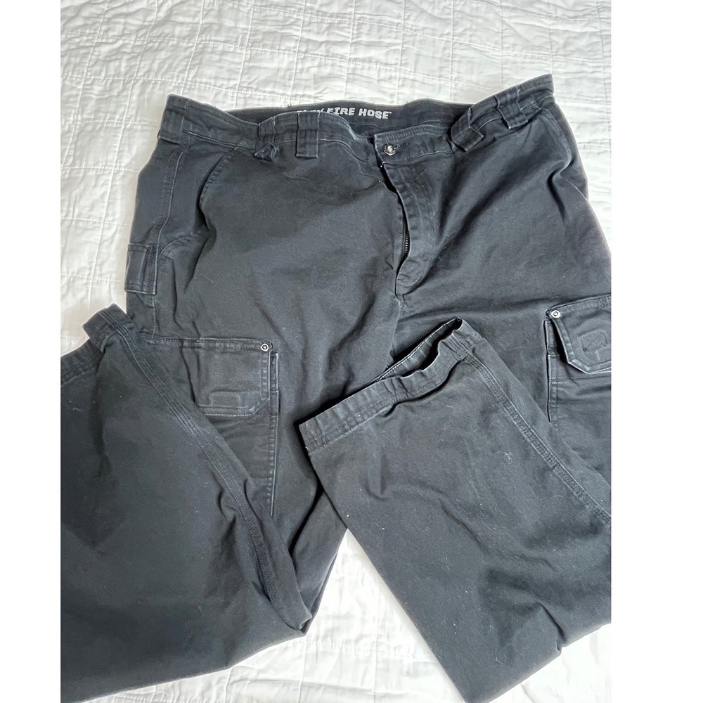 Duluth Trading Co Flex Fire Hose Mens 40x30 Black Relaxed Fit Cargo‎ Work Pants